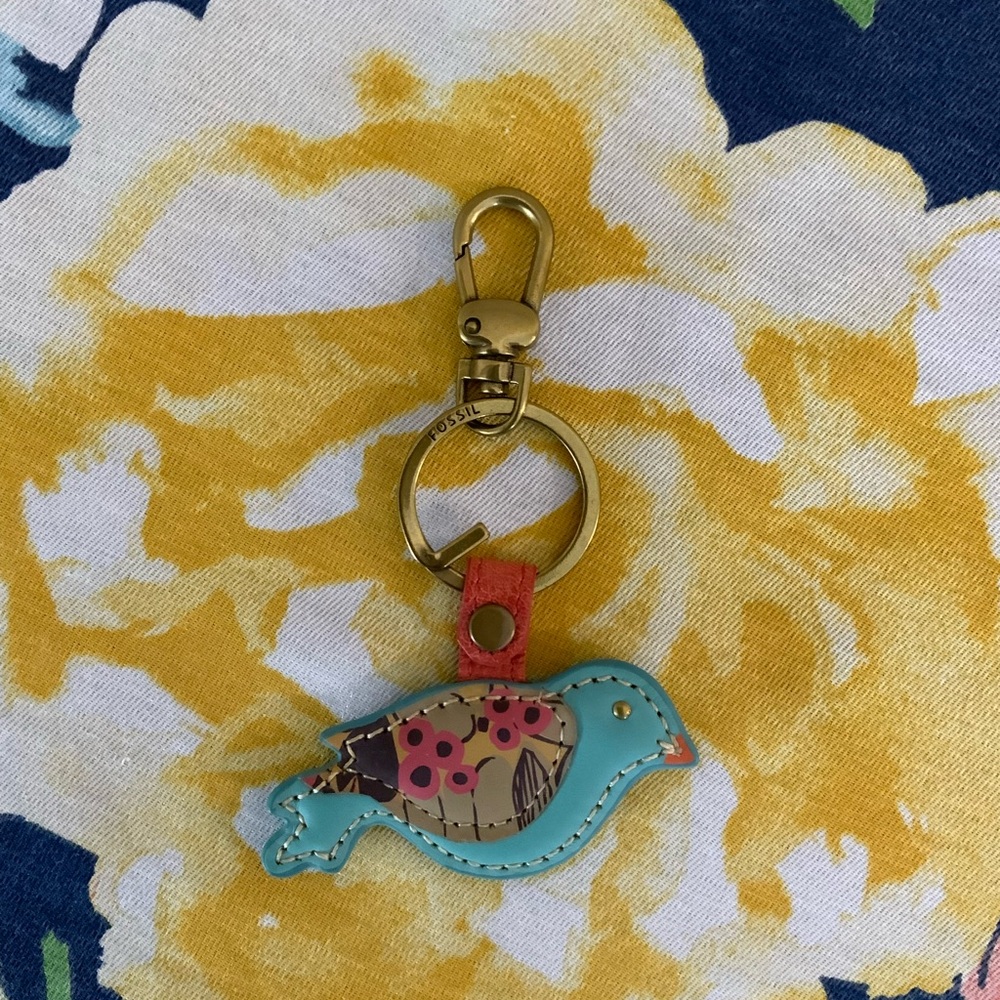 Fossil Vintage Turquoise Bird Keychain